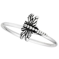 Womens Dragonfly Ring Solid 925 Sterling Silver Garden Insect Bohemian Band