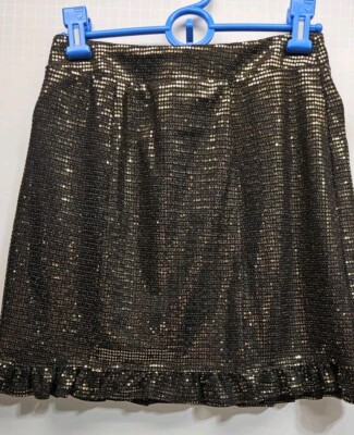 Mi Ami Mini Skirt Womens Small Metalic Thread Sequins Fully Lined Zipper Shiny