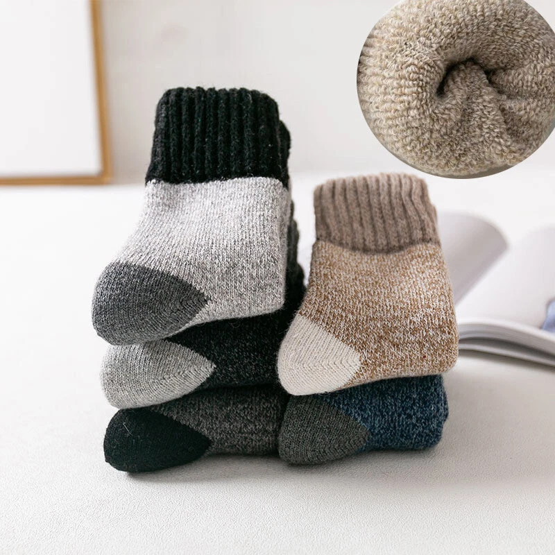 Paquete de 5 calcetines deportivos informales lisos cómodos gruesos cálidos de lana cachemir para hombre Foto 2 de 4