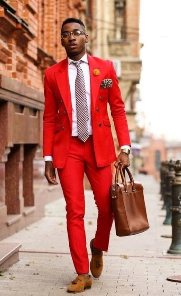 Double breasted top suit red