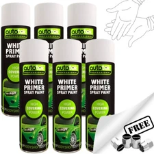 6x AUTOTEK WHITE PRIMER Aerosol Spray Paint Professional Hi Covering Power+G+CP