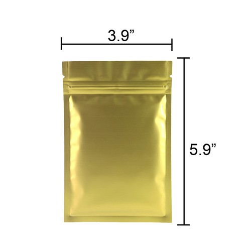 Bolsas resellables de papel de aluminio metálico de oro plano de Mylar bolsa a prueba de olores - Imagen 8 de 9