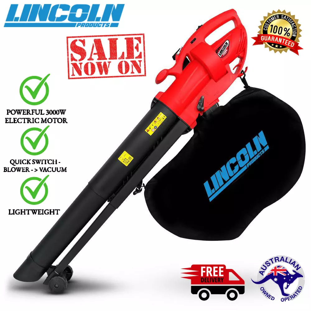 Lincoln Electric Leaf Blower Vacuum Variable Speed 3000W Garden