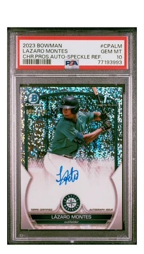 2023 Lazaro Montes 1st Bowman Chrome Auto Speckle /299 PSA 10 Gem Mariners