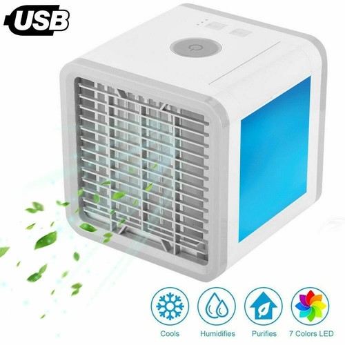MINI CONDIZIONATORE PORTATILE USB DEUMIDIFICATORE AD ACQUA VENTILATORE LED - Foto 3 di 10