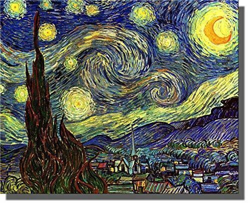 Starry Night By Vincent Van Gogh Painting on Stretched Canvas, Wall Art Decor Re - Picture 1 of 1