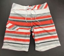 Mossimo Supply Co Men's 34x10" White/Orange/Grey Striped Swim Trunks