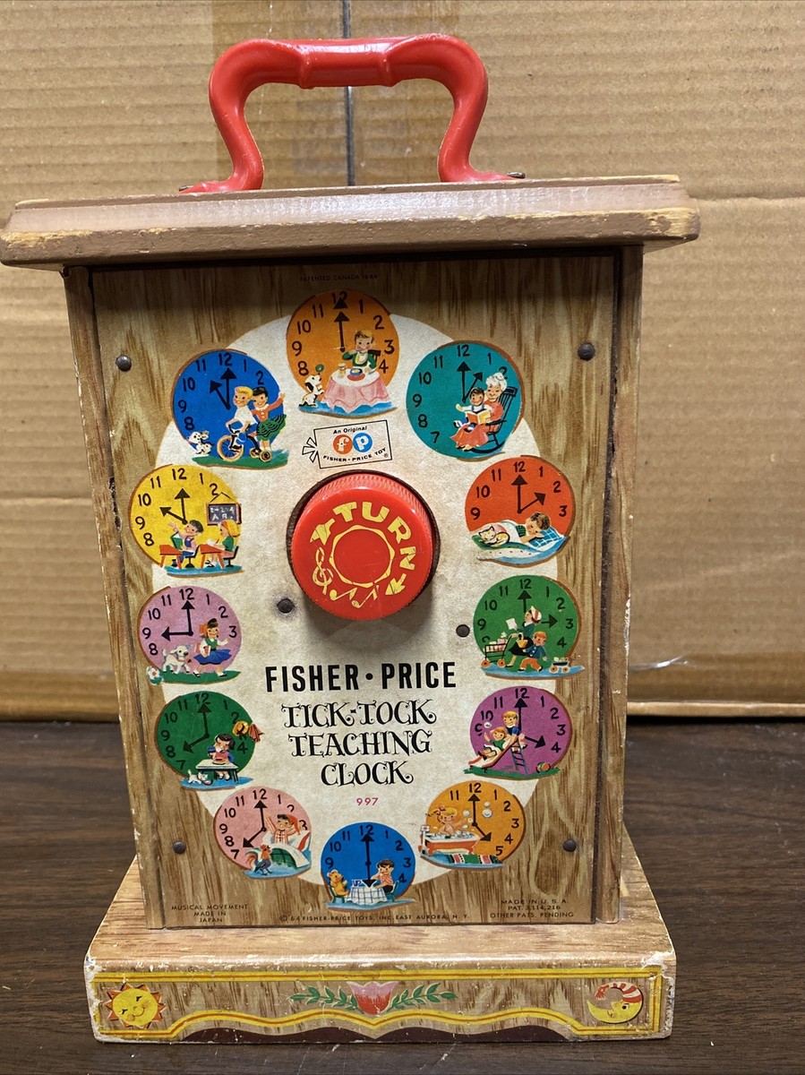 Vintage Fisher Price Tick Tock Teaching Music Clock, 1964