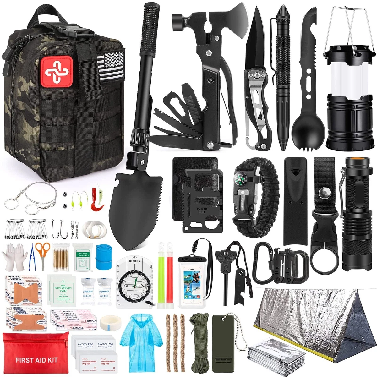 Survival Kit, 250Pcs Survival Gear First Aid Kit with Molle System  Compatible