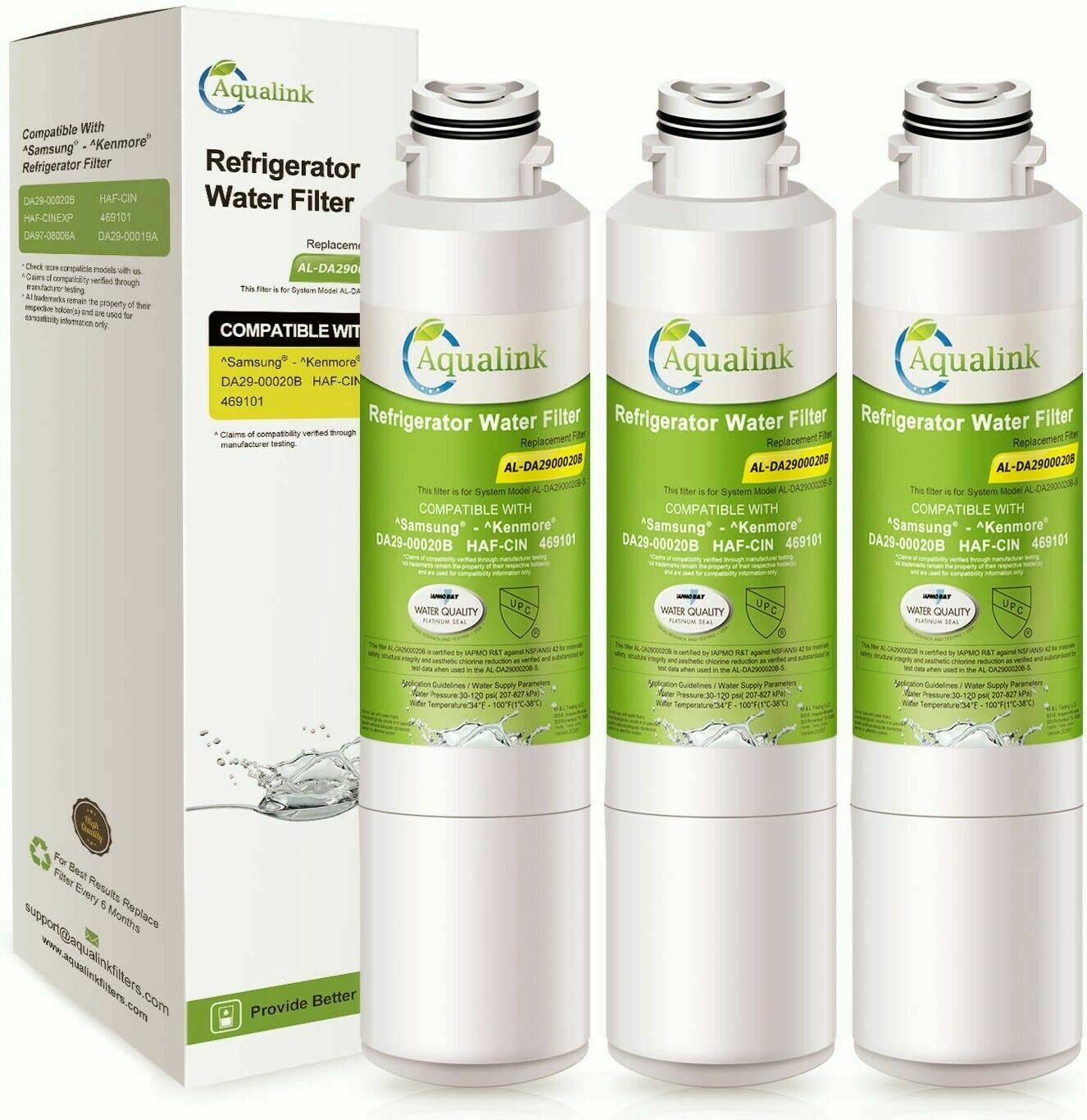 Aqualink Fits Refrigerator Water Filter DA97-08006A-1 Samsung RFG298HDRS 3 Pk Obfite i bardzo popularne