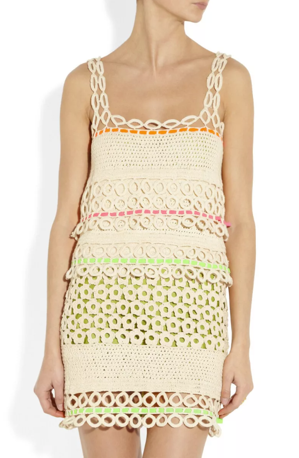 Moschino Crochet Knit Ivory Ribbon CROCHET Dress Size IT 42 - UK 