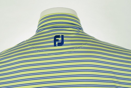 FootJoy Polo Shirt Mens Medium FJ Lime Green Striped Walnut Creek Golf Preserve - Picture 4 of 5