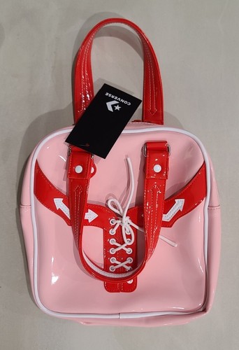 NUOVA borsa a borsa Converse x Mademe rosa rosso fuoco nuova con etichette frecce bianche brevettata donna - Foto 3 di 8