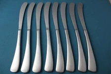 8 Dinner Knives Studio William LARCH SATIN Stainless China Modern 9 3/8"