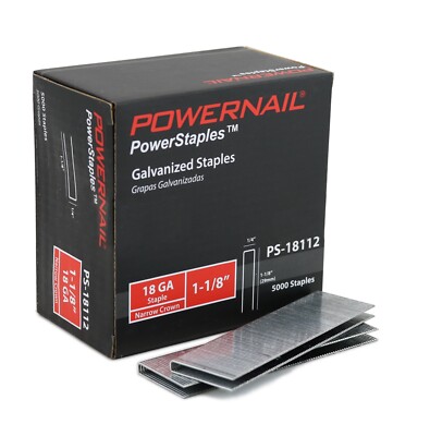 Powernail PS18112 18 Gauge 1-1/8  Length 1/4'' Narrow Crown Staples (30,000 ct)