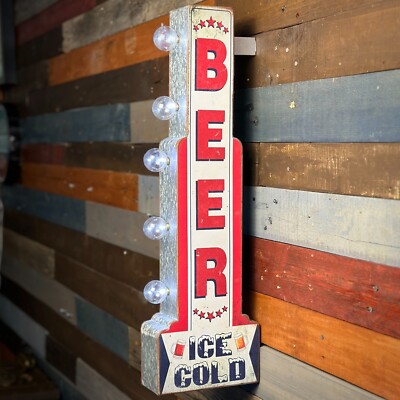 Beer Ice Cold LED Sign 26'' Double Sided Vintage Retro Off The Wall Design