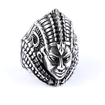 Gothic Skull Bone Helmet Mythology Warrior Ring Stainless Steel Tribal Punk Ring