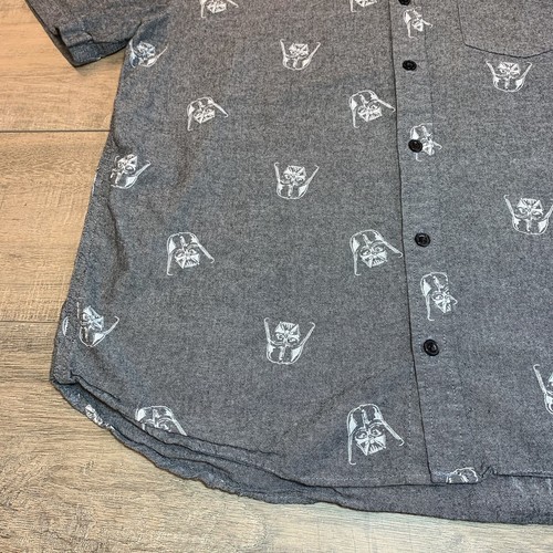 Star Wars Mens Size Large Short Sleeve button Down Shirt Gray Darth Vader B3 - 第 7/17 張圖片