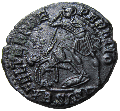 CONSTANCIO GALO, 351-354 AD. AE CENTENIONALIS. SOLDADO LANZA JINETE. - Imagen 2 de 3