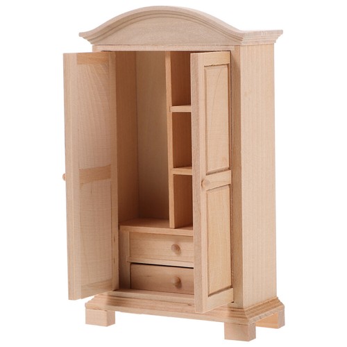 Mini Wardrobe Small Closet Miniature Model Furniture for Dollhouse - Picture 5 of 12