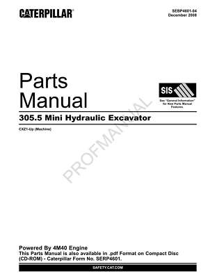 Caterpillar Cat 305.5 Mini Hydraulic Excavator Parts Catalog