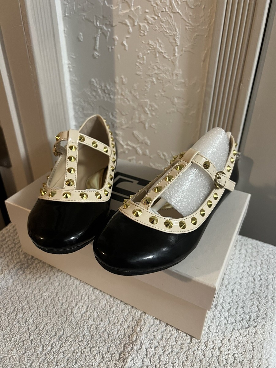 Ivanka Trump Black Designer Girls Mary Jane TStudded Dress Shoes