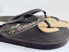 NEW Brasileras Unisex Flip Flop Sandal - Rubber Sz US 11/12 - EUR 43/44 - Brown