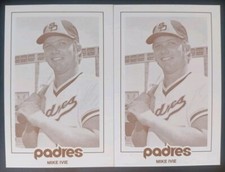 1977 SCHEDULE CARDS [2] SAN DIEGO PADRES MIKE IVIE NM/MT 04110