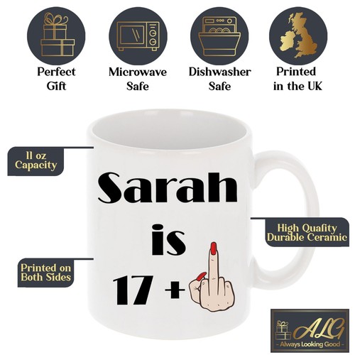 Juego personalizado de taza y montaña rusa regalo 18 cumpleaños | edad y dedo medio - Imagen 5 de 27