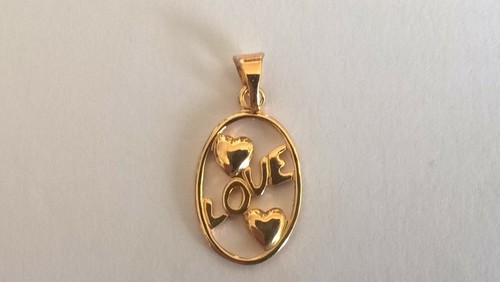 PENDENTIF LOVE 2 COEURS PLAQUE OR CHAINE - Picture 2 of 3