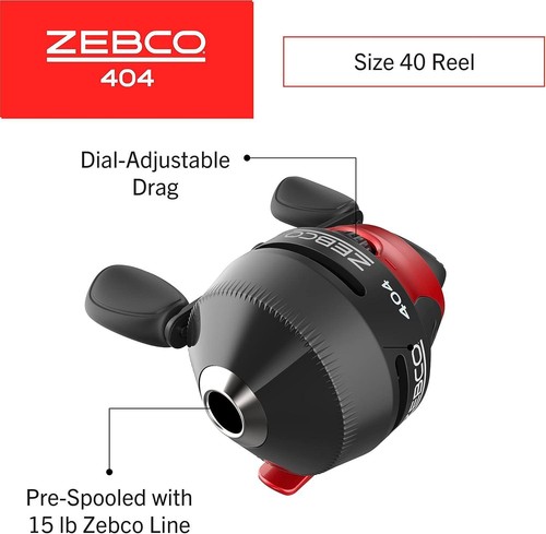 Zebco 404 Spincast Reel And 2-Piece Fishing Rod Combo, Durable Fiberglass Rod - Picture 4 of 23