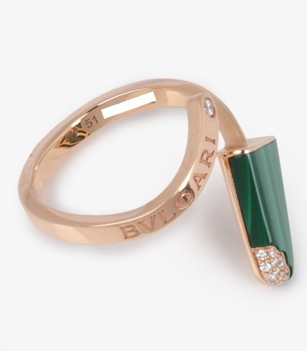 Bulgari Diamond and Malachite 18ct Rose Gold Gelati Ring - Picture 3 of 4