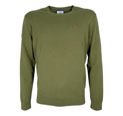 AERONAUTICA MILITARE Maglioncino Homme Col Rond Manches Longues Vert M-3XL - Photo 1/3