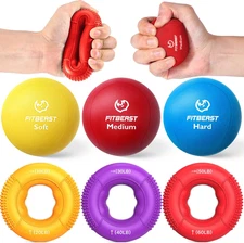 Fitbeast Grip Strength Trainer, Finger Exerciser, Stress Balls for Adults 6-Piec