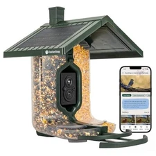 Scout Wi-Fi Solar Powered Smart Bird Feeder - Automatically Captures HD Pictures