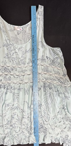 Free People Intimately Blue Top Sz L Ruffled Floral Sleeveless Boho - Picture 14 of 17