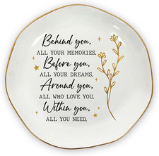 Graduation Gifts for Women - 4"X4" Round-Shaped Ceramic Jewelry Dish Tray - Than