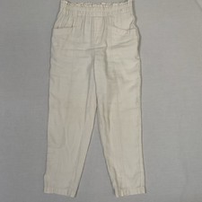 A NEW DAY Women Pants Medium Cream Elastic Paper Bag waist Wide Leg Rayon Poly