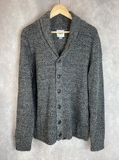NWT Old Navy Men's L Wool Blend Knit Shawl Collar Cardigan Sweater Gray/Black