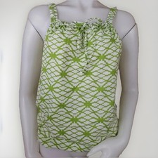 prAna Tank Top Womens S Green Print 100 Cotton Wide Strap Sleeveless Drawstring