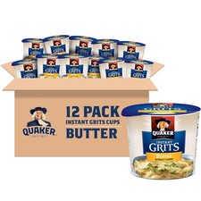 Quaker Instant Grits, Butter Flavor, Breakfast Cereal 1.48 Ounce Pack of 12