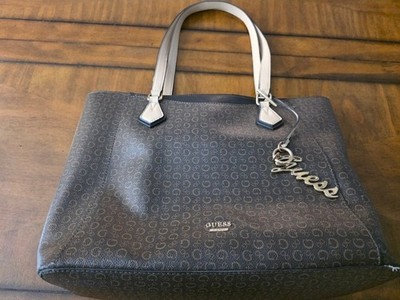 GUESS Brown Beige Logo Shoulder Bag with Wallet and Bag Charm