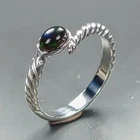 Jewelry Design Natural Black Opal Ring 925 Sterling Silver Size 8 /R470453