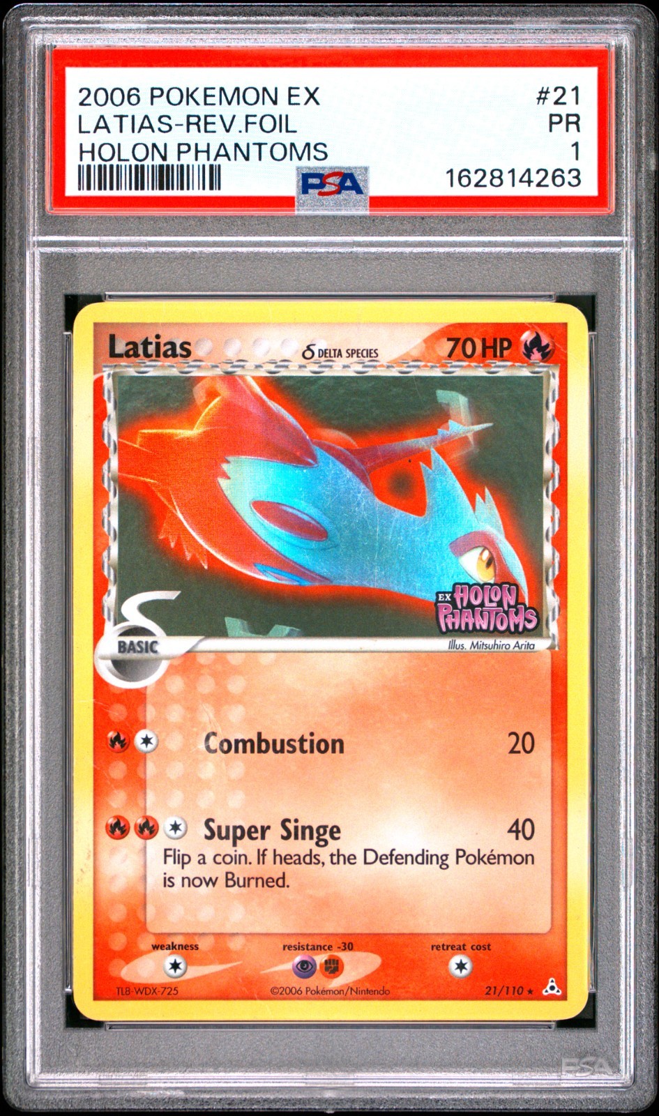 PSA 1 2006 Pokemon EX Holon Phantoms Latias REVERSE Holo Foil Rare 21/110