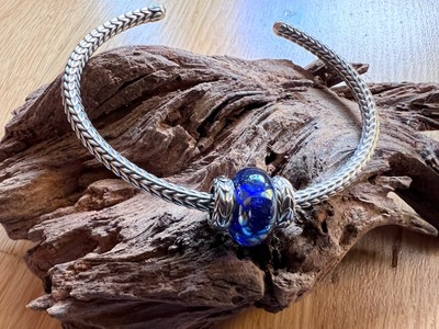   orig. Elfbeads Armreif Gr. M 925 Silber +2 Stopper + Bead Ocean Stardust Gaya