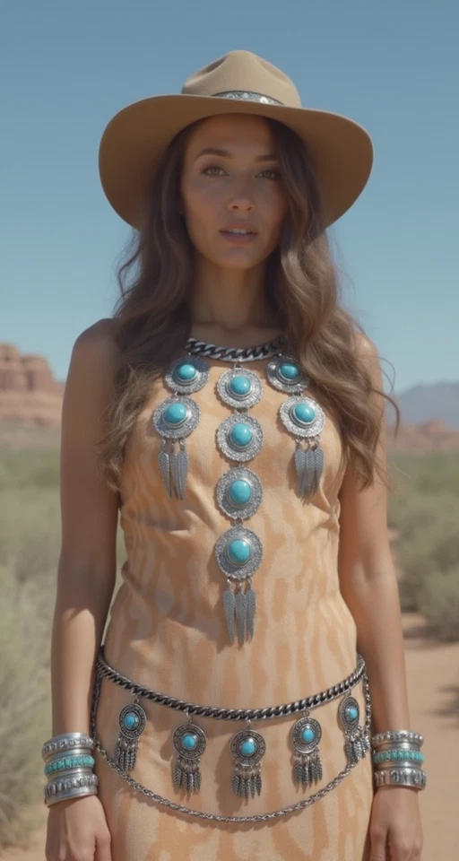 Cinturón Mujer Plata Metal Cadena Eslabones Pluma Atrapasueños Turquesa Dije M L XL Foto 3 de 4