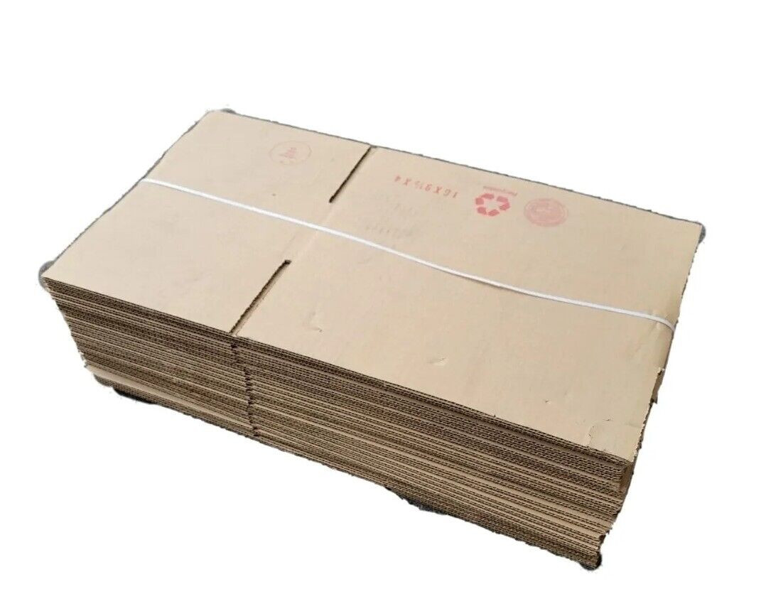 Lot Of 25 Boxes 16in X 9.5in X 4in Brown Box 50 Lbs Wt Lt