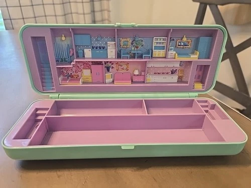 VTG 1990 Bluebird Polly Pocket Green Pencil Case Compact NO FIGURES, Read Descri