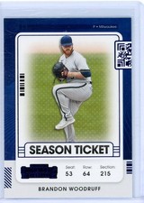 2021 Panini Contenders Brandon Woodruff Milwaukee Brewers Blue Foil Parallel