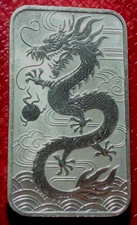 2018 Australia Perth Mint Silver Dragon Bar 1 oz. .9999 Fine Silver